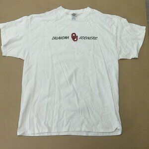 Oklahoma Sooners OU Embroidered Logo T-Shirt White XL Delta Magnum Weight NCAA